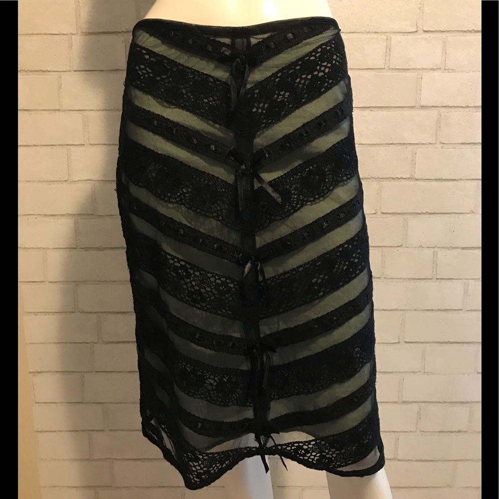 Persaman NY black lace and mesh overlay skirt